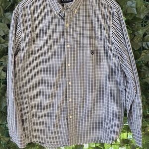 Chaps Men’s Black and White Plaid Button-Down Shirt